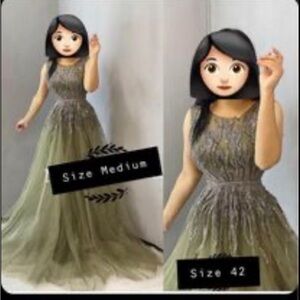 Brand new Green Sleeveless Scoop Neck Gown for Weddings,prom,graduation,cocktail